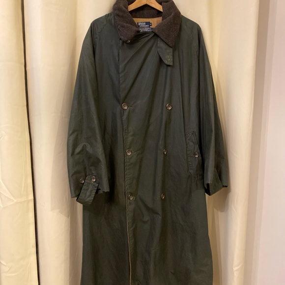 Ralph Lauren Polo oiled Cotton Overcoat with Genuine Alpaca Fur Color. - Picture 2 of 5